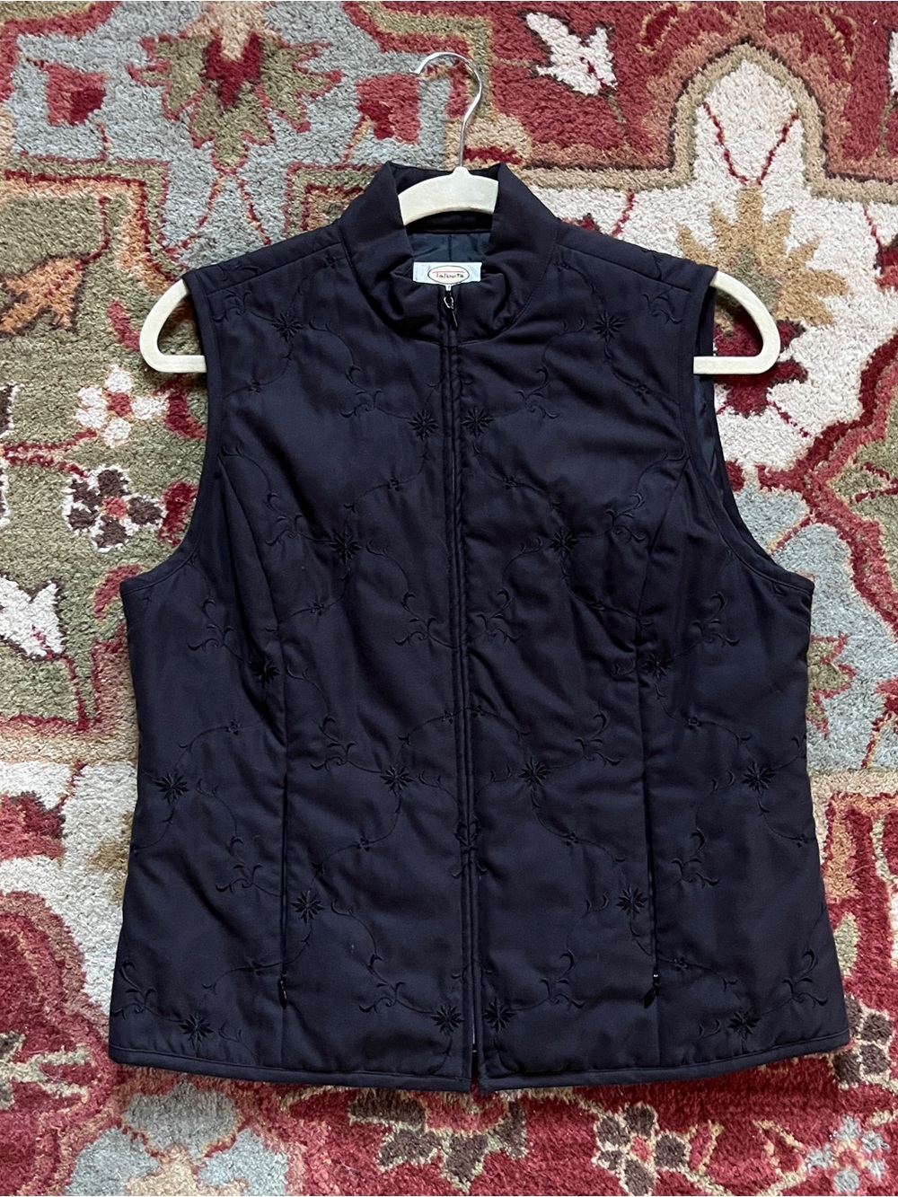 Talbots Black Quilted Sleeveless Vest